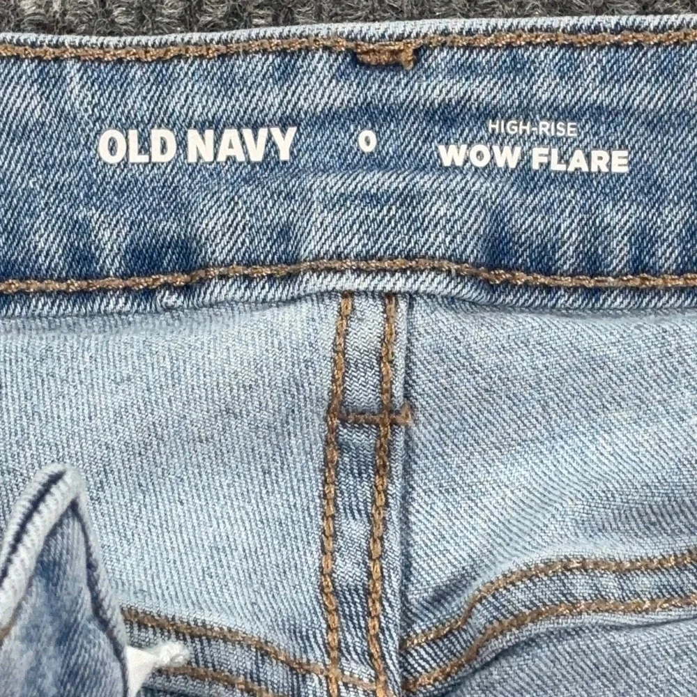 Old Navy Wow Flare Jeans Womens 0 Light Blue High Rise Stretch Denim 0807